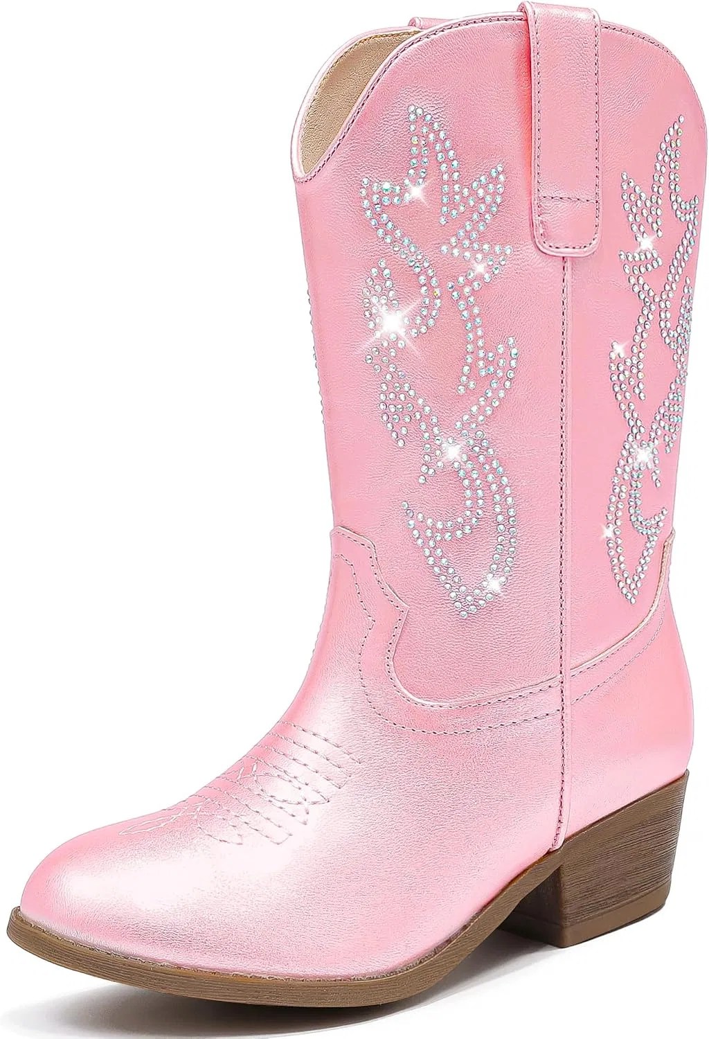 Детские сапоги для девочек со стразами Cowboy Boots LAURMOSA, Rose Pink Rhinestone