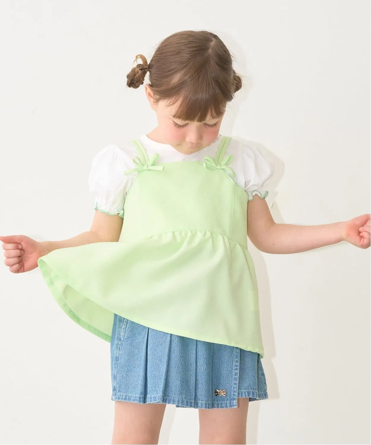 Детский топ-бюстье для девочек с карманами для хладагента Peplum Lycee mine, Lime
