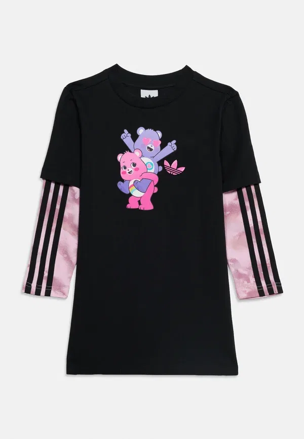 Детское платье-футболка с изображением мишек Care Bears - трикотажное платье Adidas Originals, черный/сиреневый — фото 3