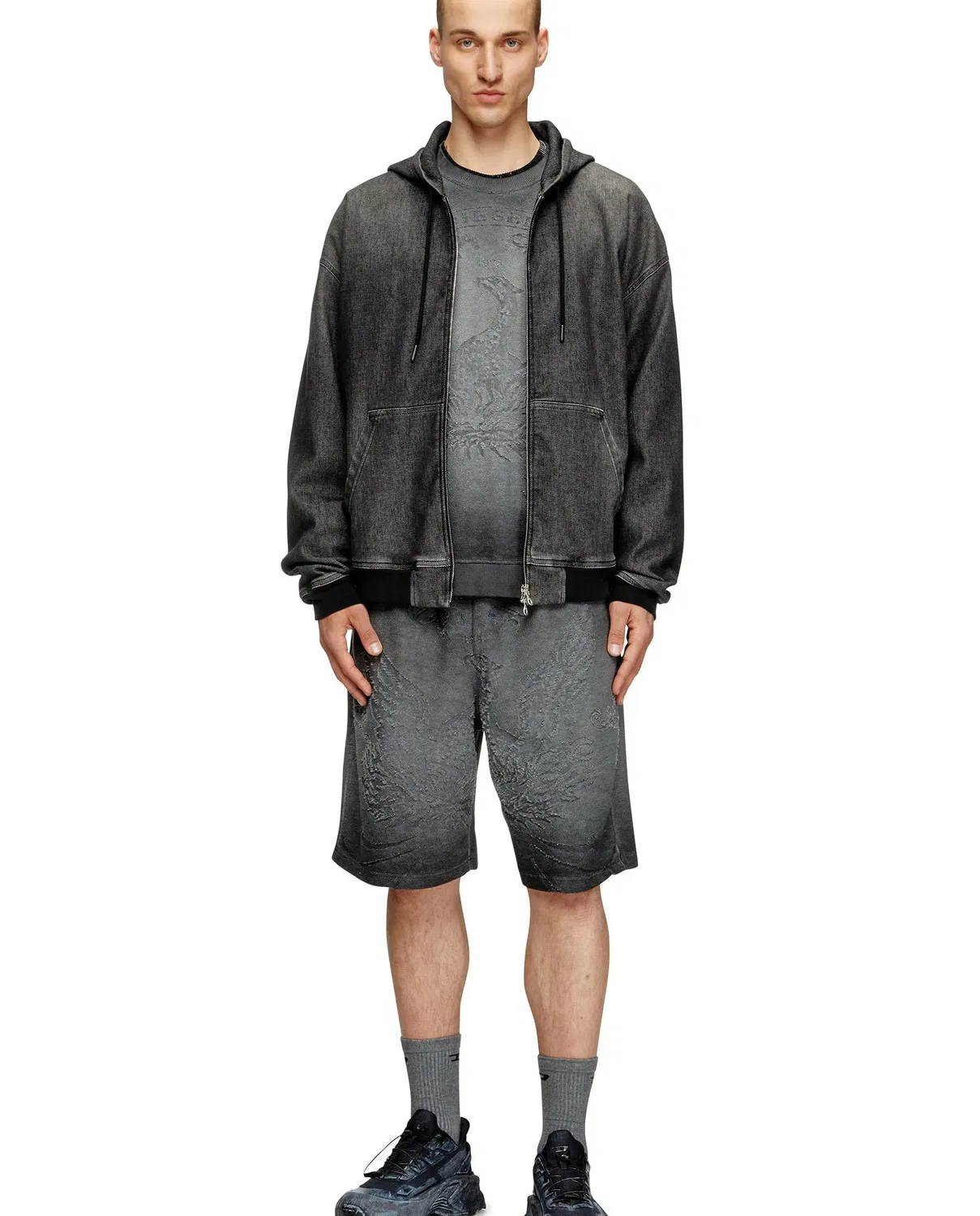 Мужские шорты с эффектом выцветания Diesel, Gris — фото 3