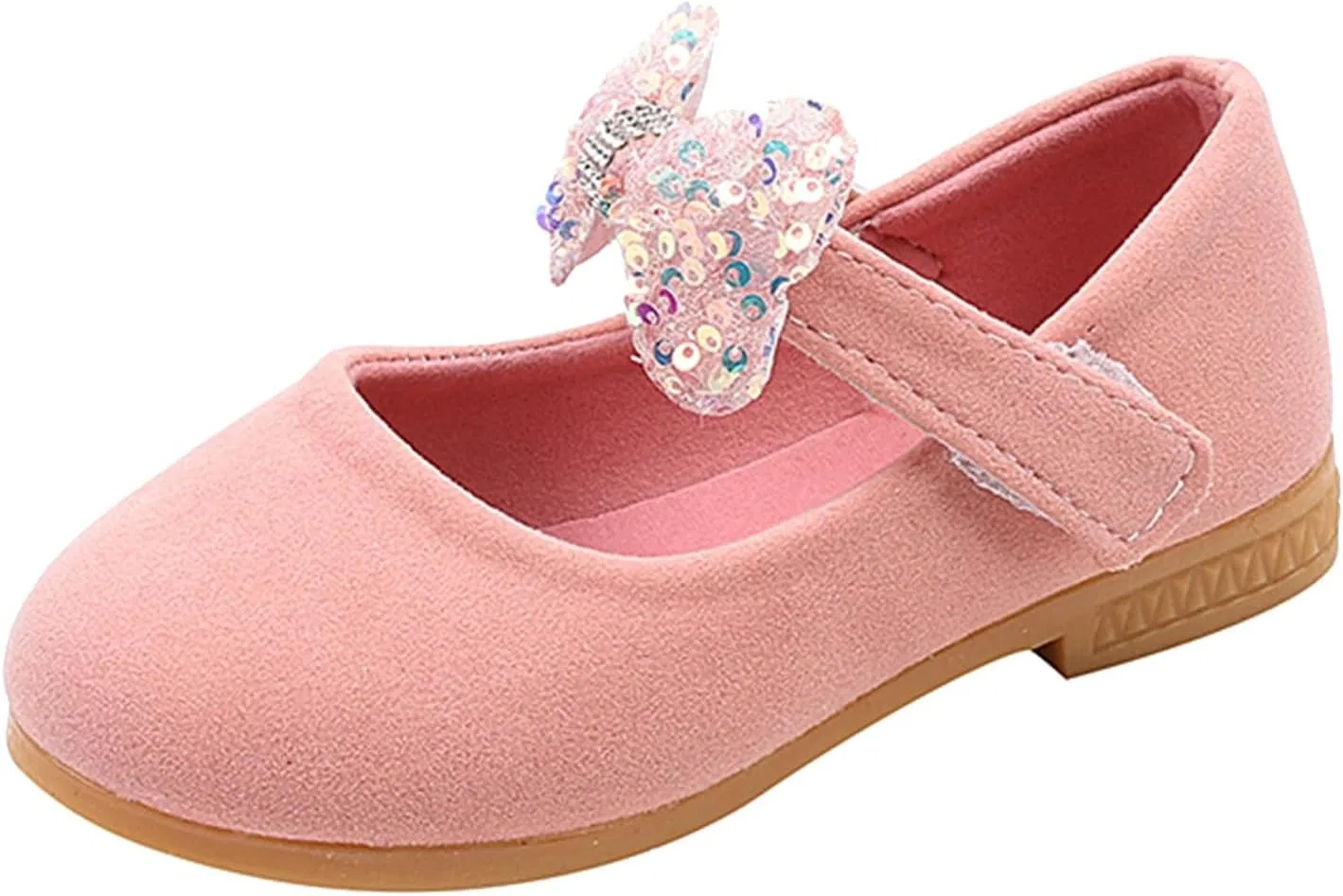 Детские туфли для девочек с бантом и блестками Mary Jane, Pink