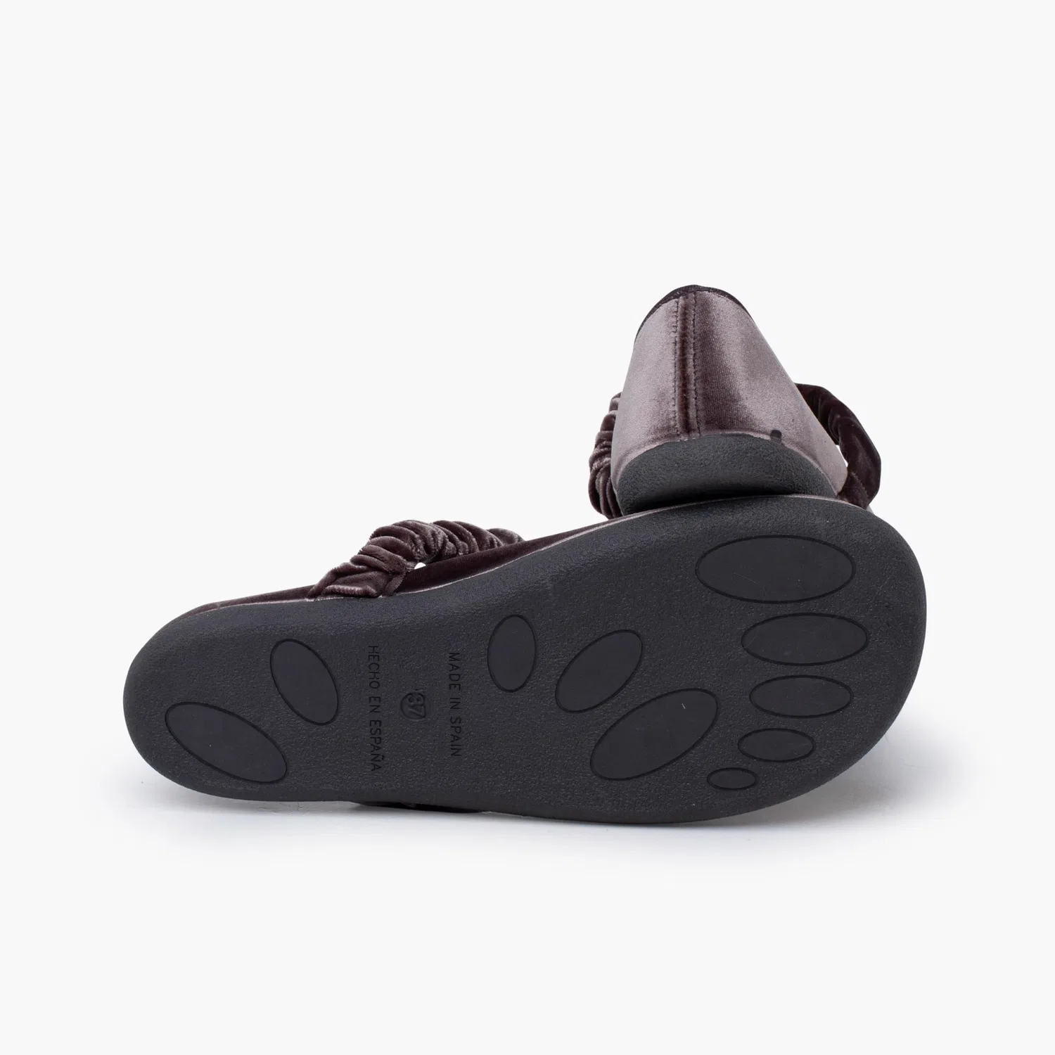 Детские балетки для девочек с бархатом Barefoot Velvet Flats with Gathered Strap Pisamonas, Grey — фото 3