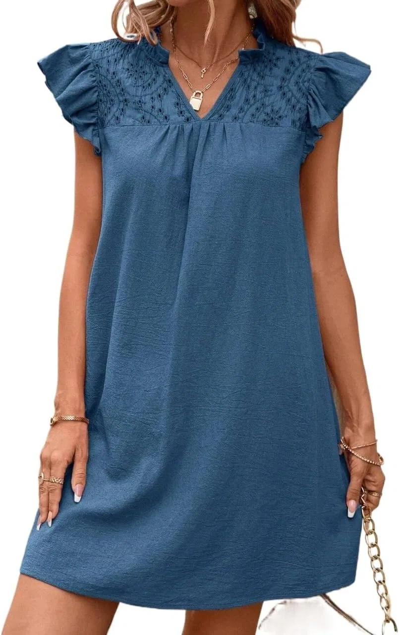 Женская туника с рюшами кружевная, Blue