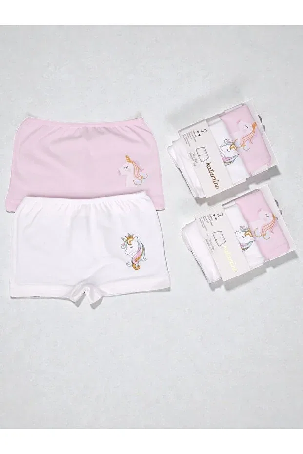 Детский комплект боксеров для девочек с принтом Unicorn 2-piece boxer set Ugly Duck, Multicolor