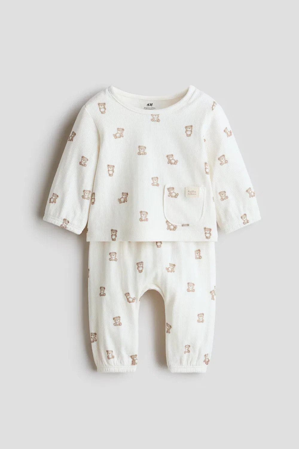 Комплект из двух предметов из хлопка H&M, Weiß/Teddybären