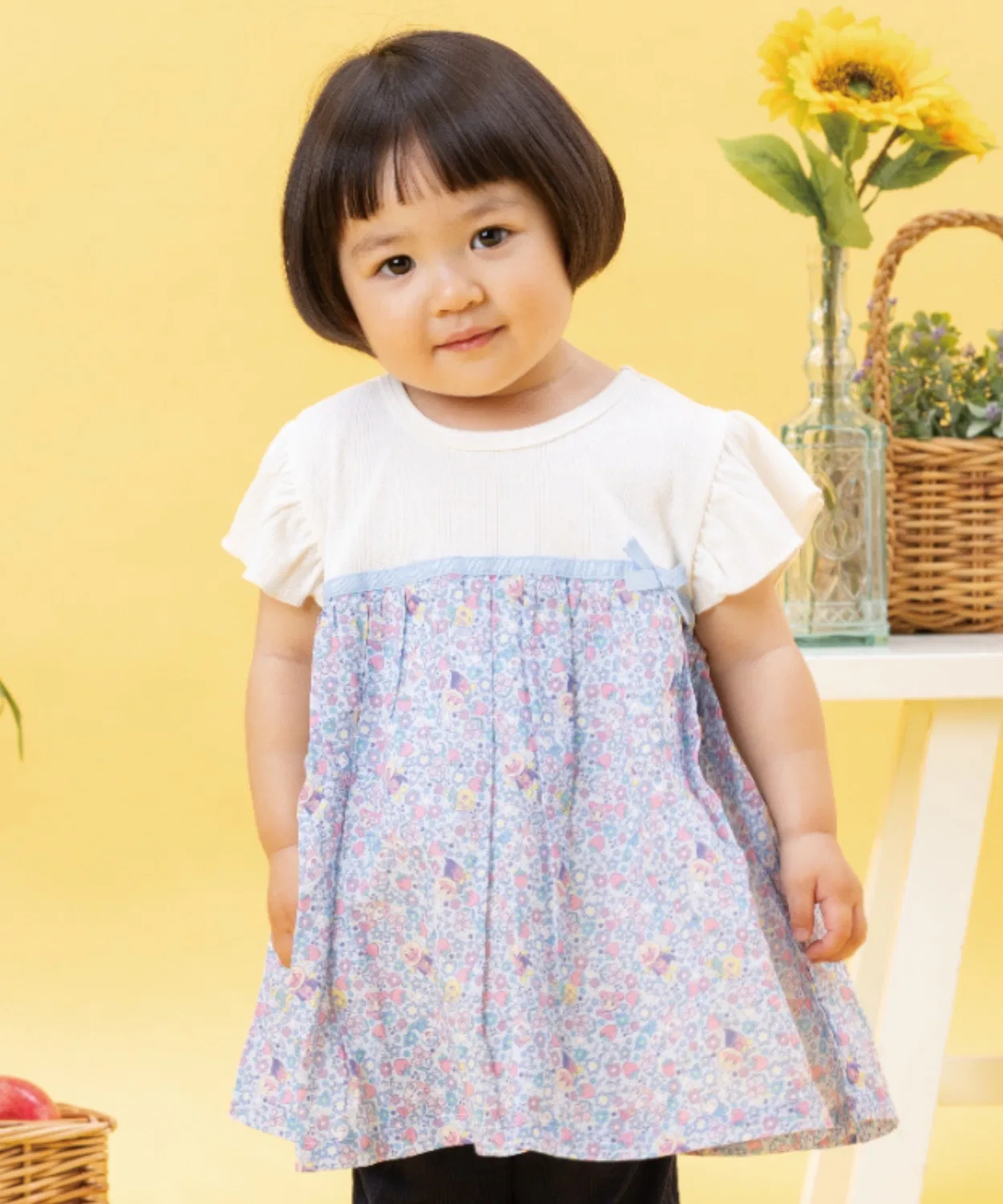 Детская туника без рукавов с принтом Anpanman, модель Ribbon Flare ANPANMAN KIDS COLLECTION, Sax Blue