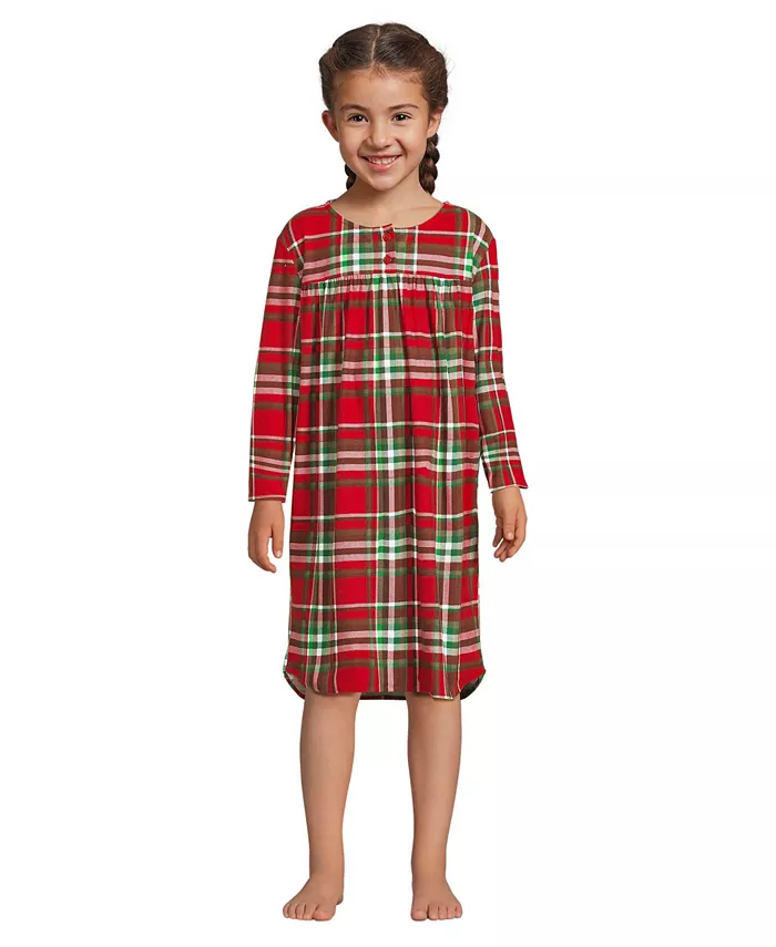 

Большая фланелевая ночная сорочка для девочек Lands' End, красный