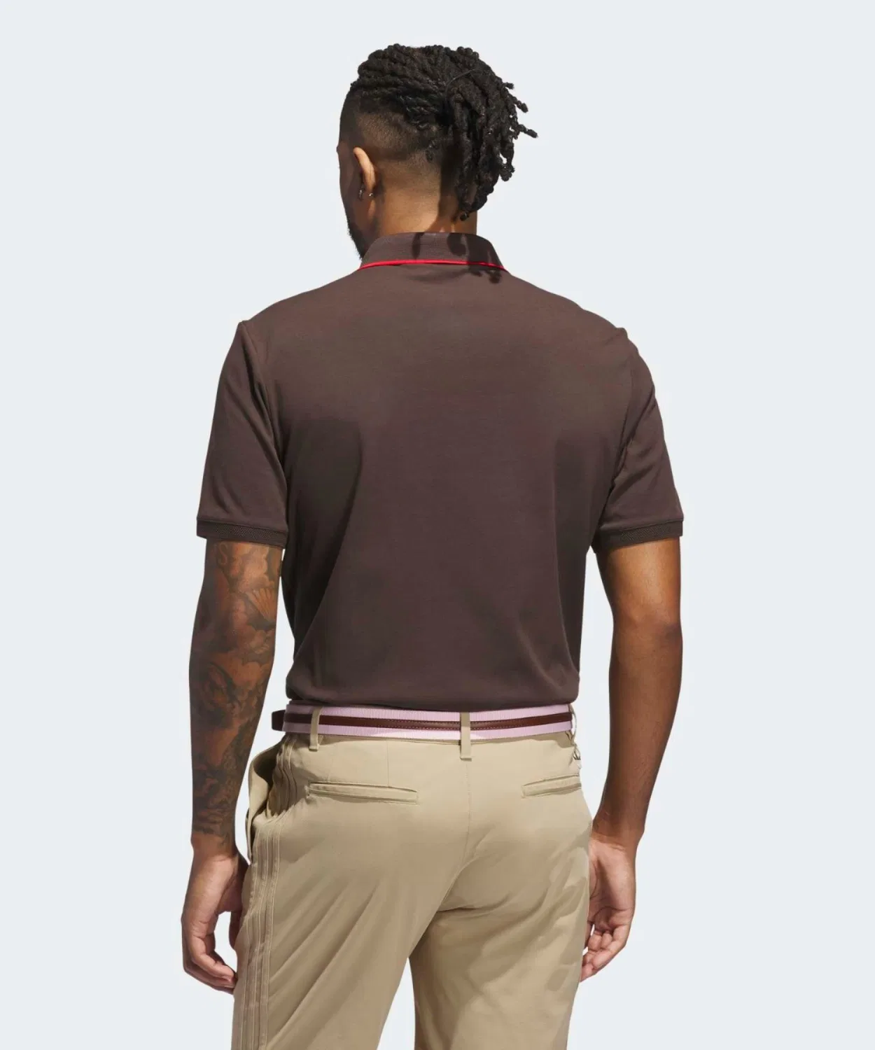 Мужская хлопковая футболка-поло с коротким рукавом Adidas Golf, Dark Brown — фото 2