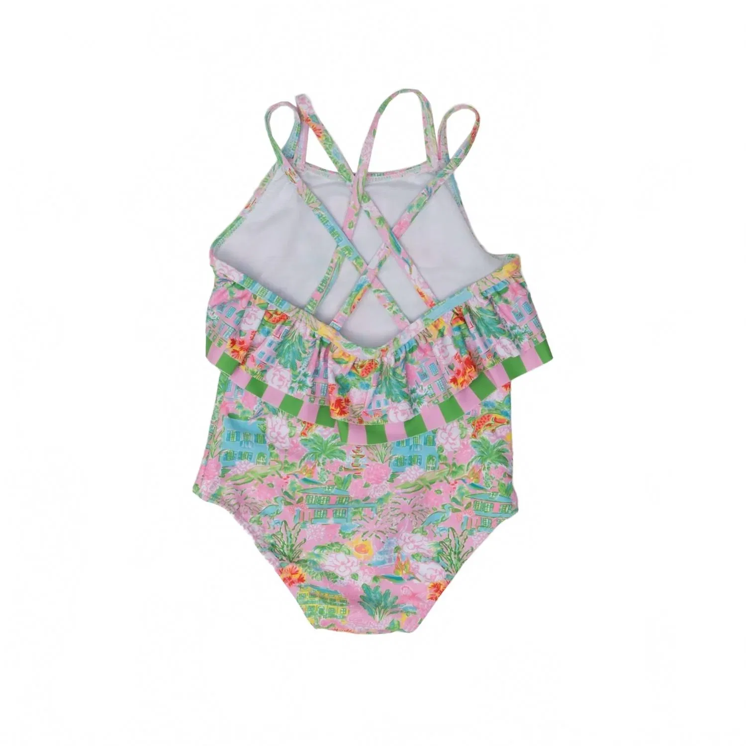Детский слитный купальник с цветочным принтом и двойной оборкой Charleston One Piece THE OAKS APPAREL, Laguna Charming — фото 4