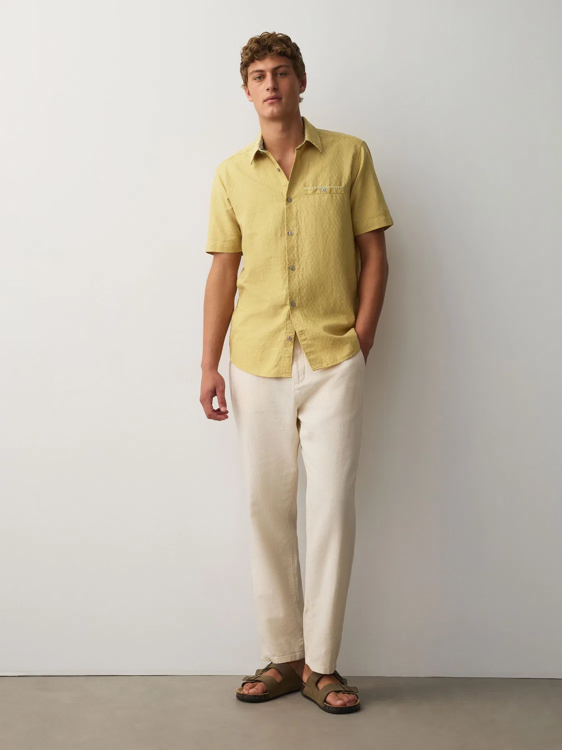 Рубашка Slim Fit Next, Ochre Yellow — фото 3