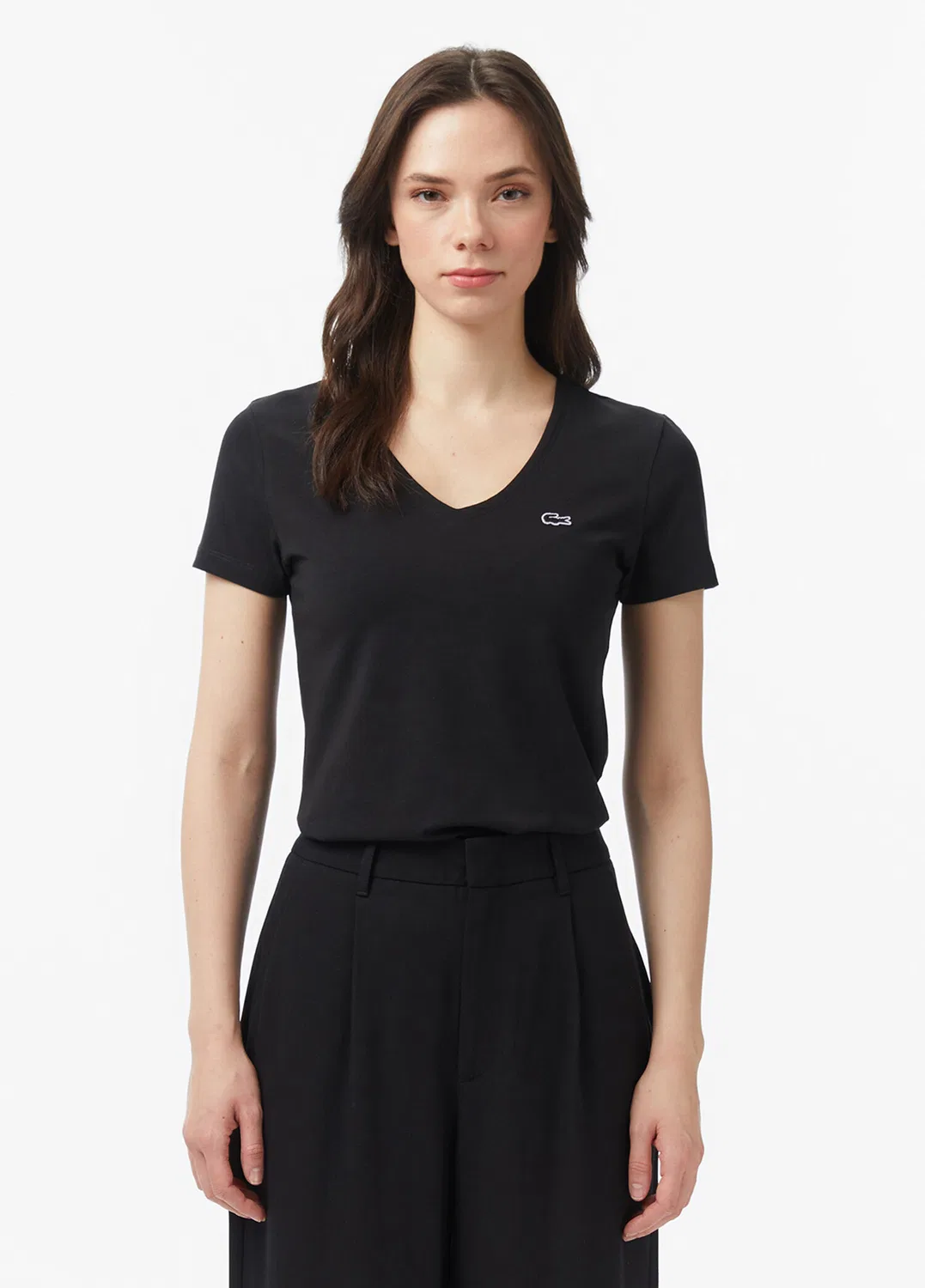 Футболка Lacoste V-образным вырезом Slim Fit, черная