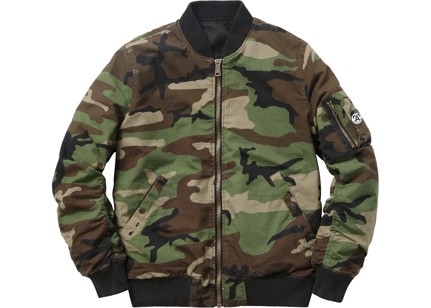 Мужская куртка с принтом камуфляж Supreme Reversible Cotton Ma 1 Jacket, Green Camo