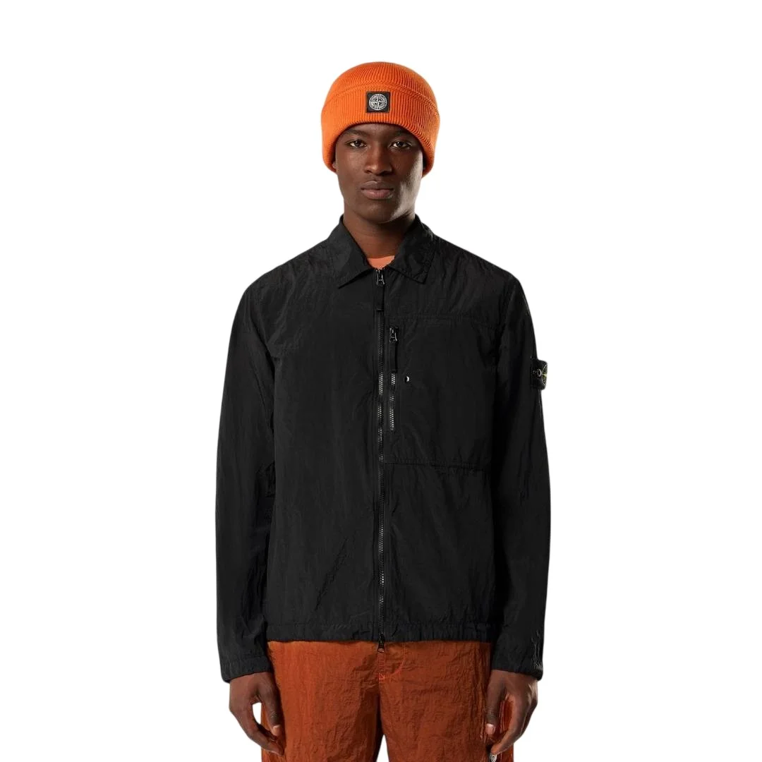 Рубашка-куртка Stone Island Zip-up With Chest Pocket, черный