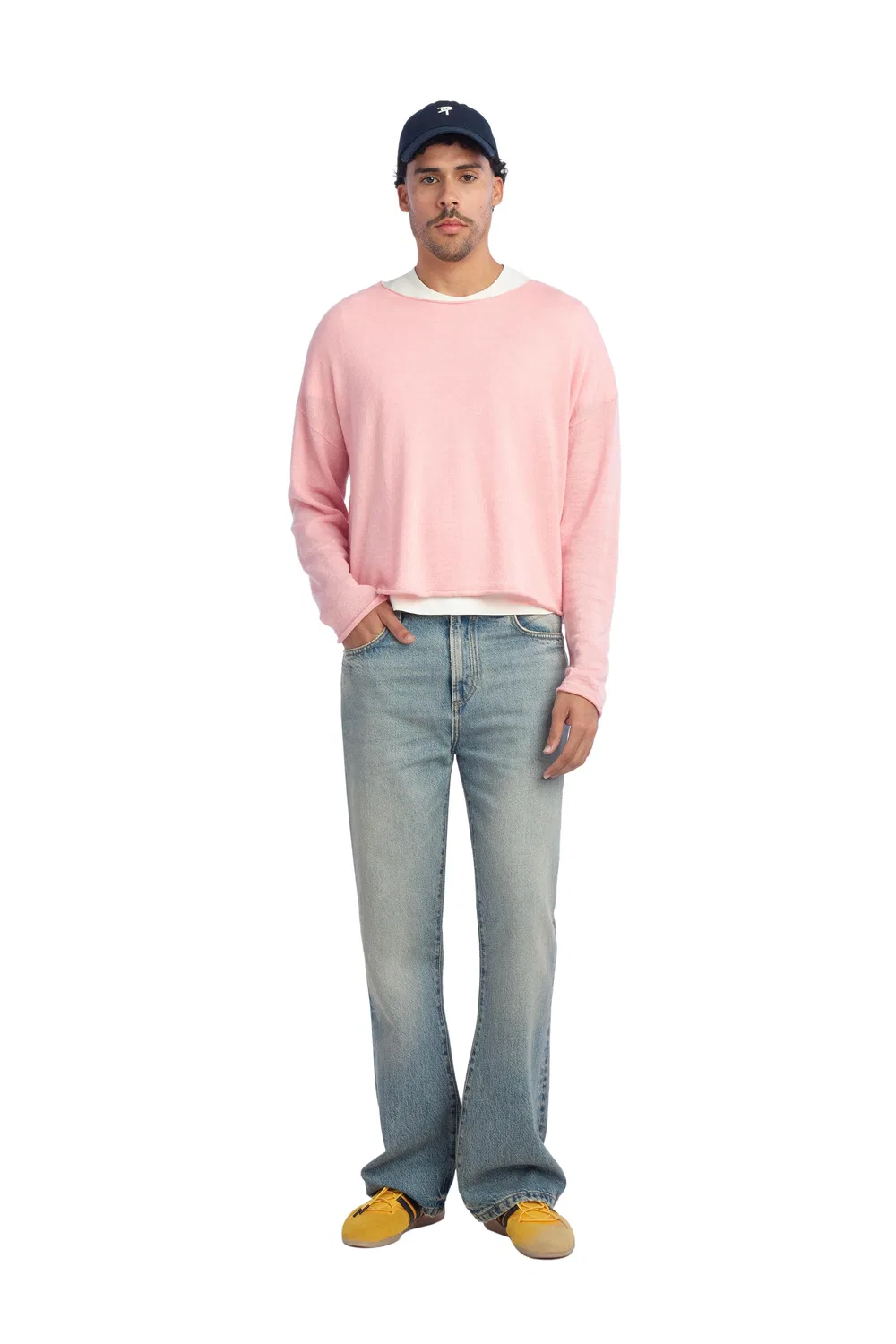 Укороченный свитер из льна и шерсти ZARA, Pink