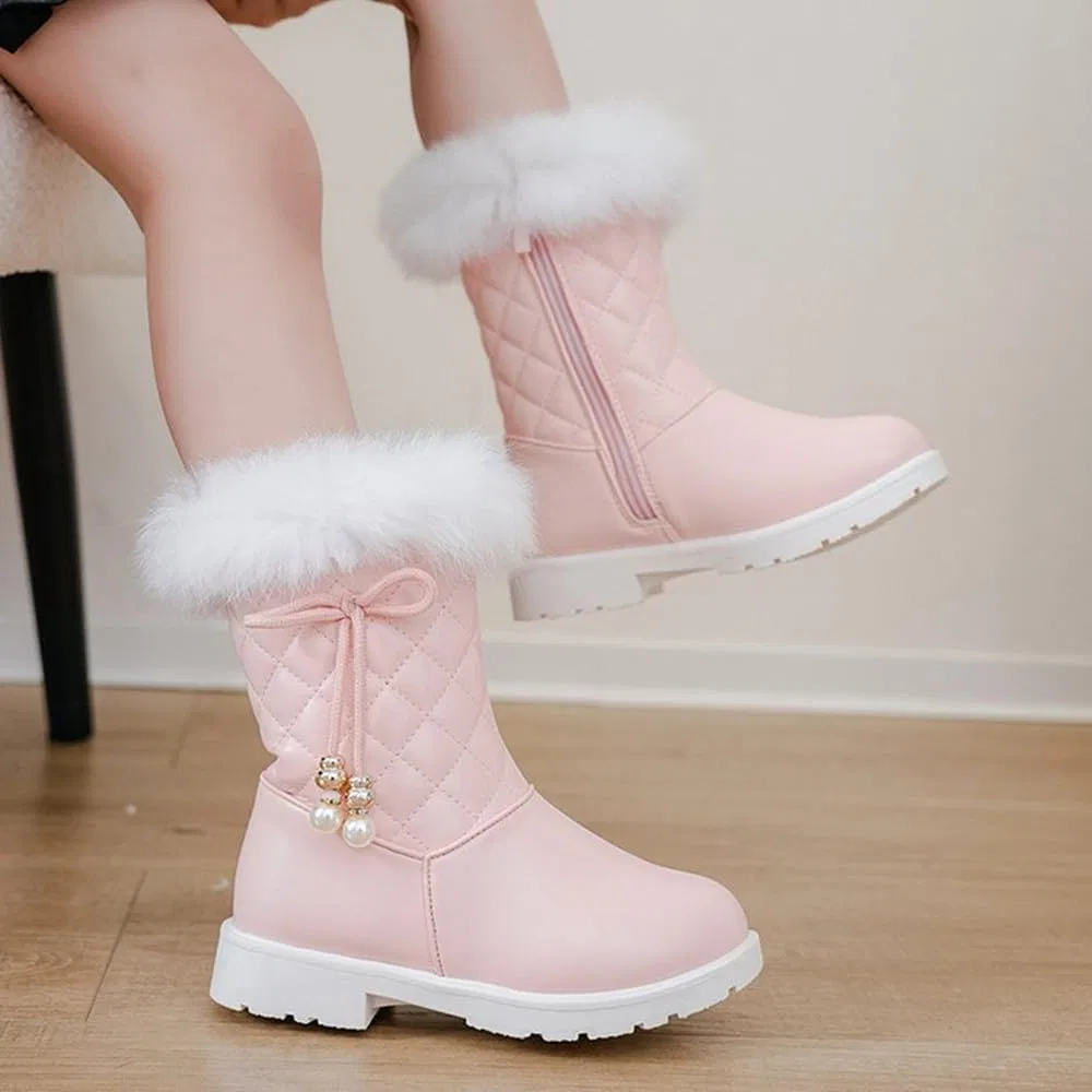 Детские зимние сапоги для девочек с мехом DAYISS, Pink — фото 2