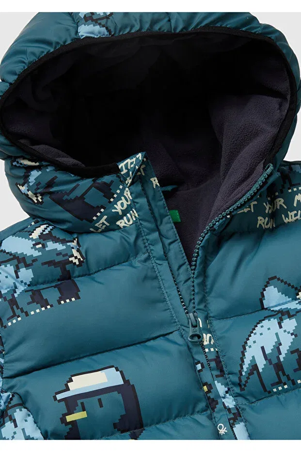 Детское пальто для мальчиков с принтом United Colors Of Benetton, Dark Green — фото 3
