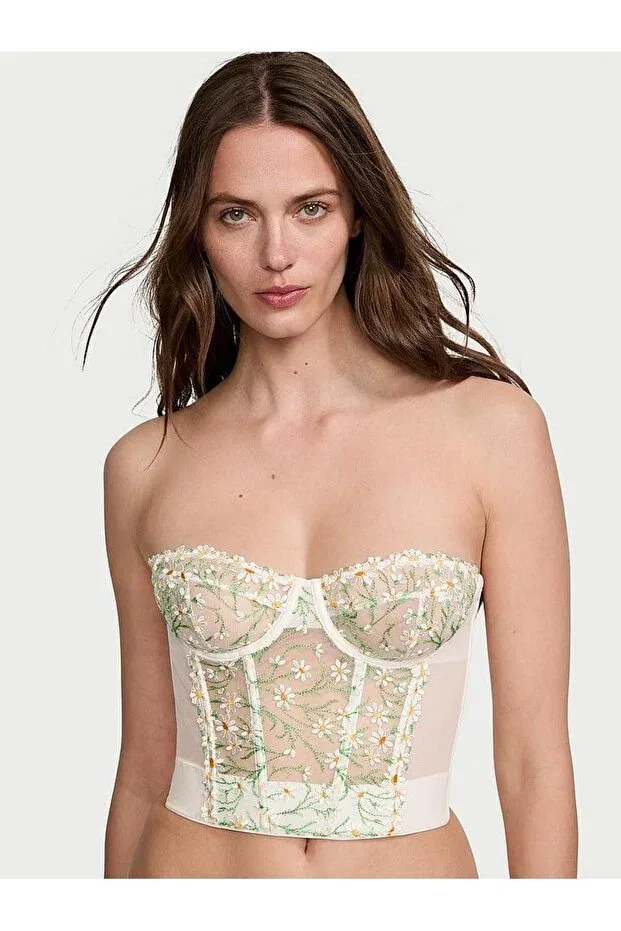 Женское бюстье без бретелек с вышивкой Daisy Chain Embroidered Victoria'S Secret, White Daisies