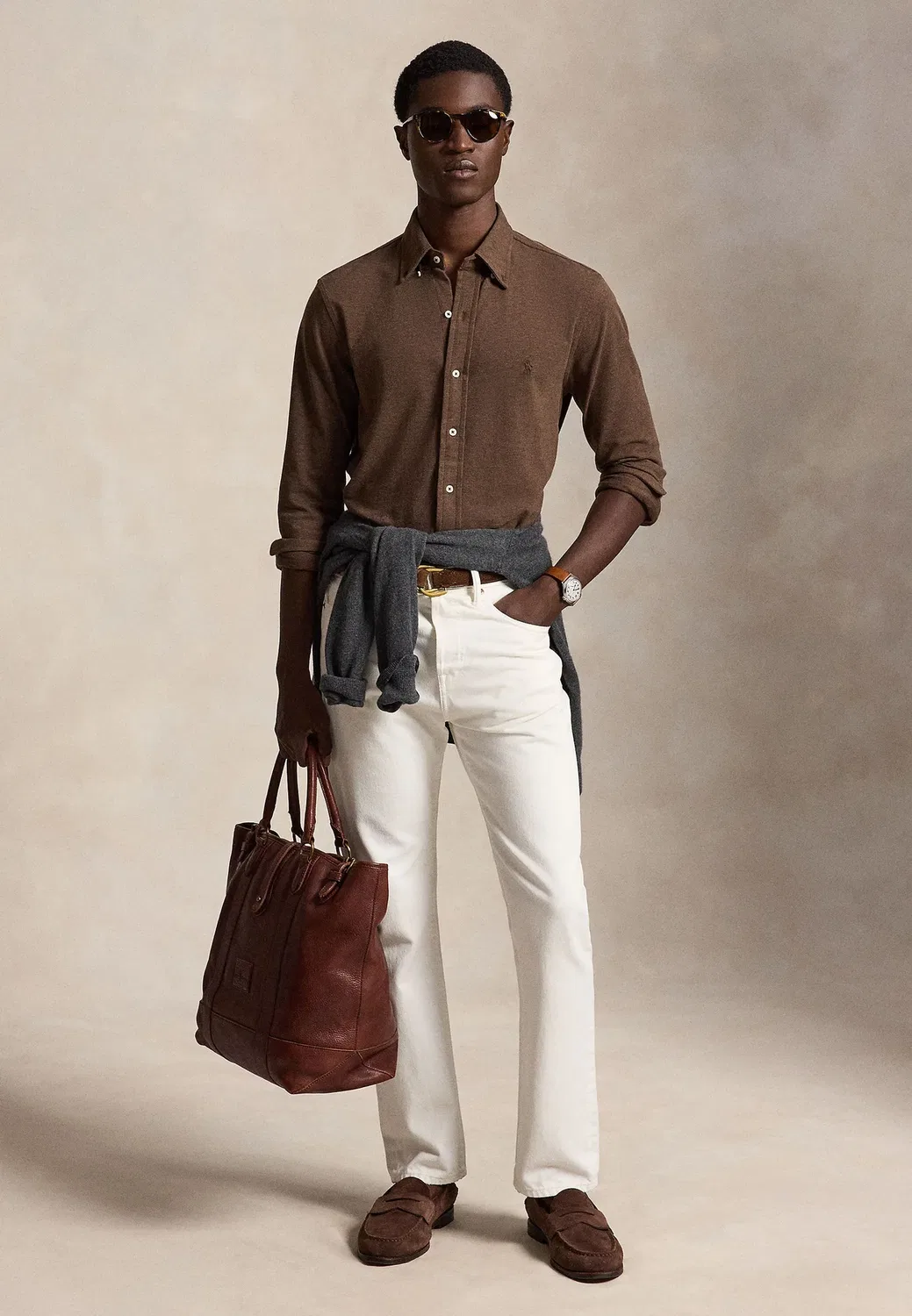 Полулегкая рубашка - рубашка Polo Ralph Lauren, Nutmeg Brown Heather — фото 2