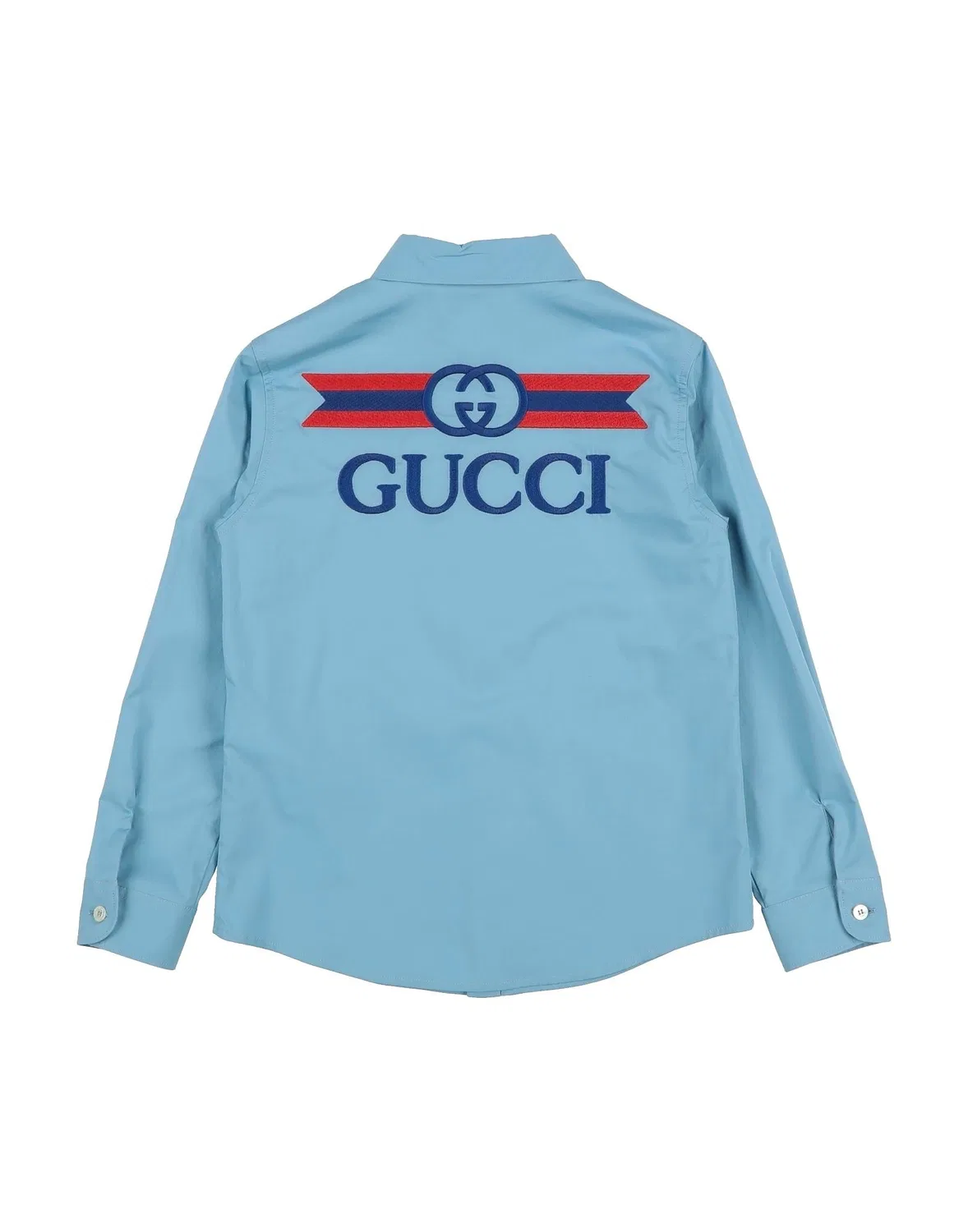 Детская рубашка для мальчиков с вышивкой Gucci, светло-синий — фото 2