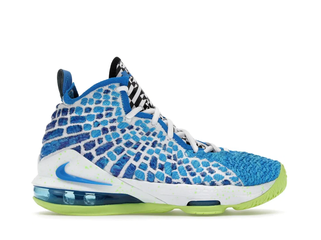Детские кроссовки для мальчиков с принтом Nike LeBron 17 Nike, Photo Blue/Photo Blue-Ghost Green