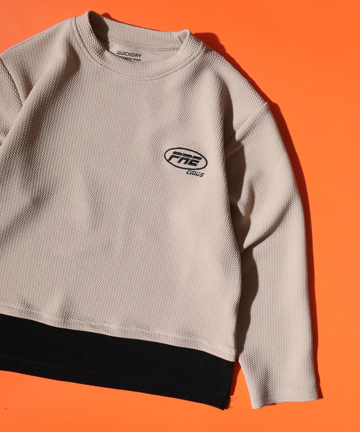 Детская футболка с длинным рукавомиз жаккарда с вышивкой FUNALIVE, Beige