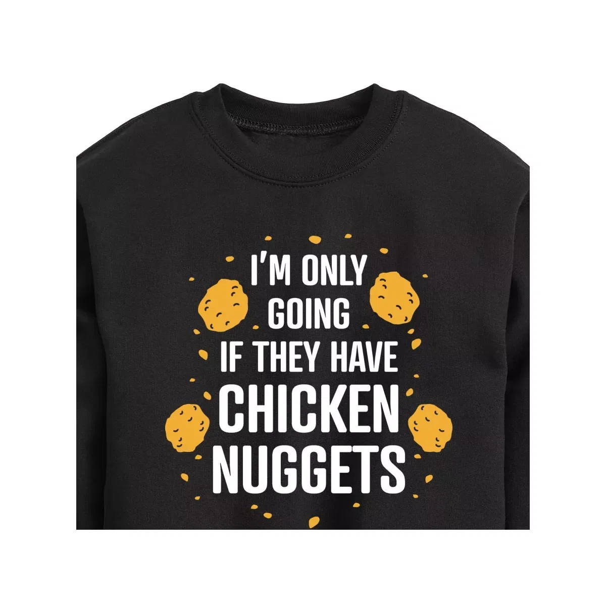 Детский свитшот с длинным рукавом с принтом Only Going if They Have Chicken Nuggets Instant Message, Black — фото 2