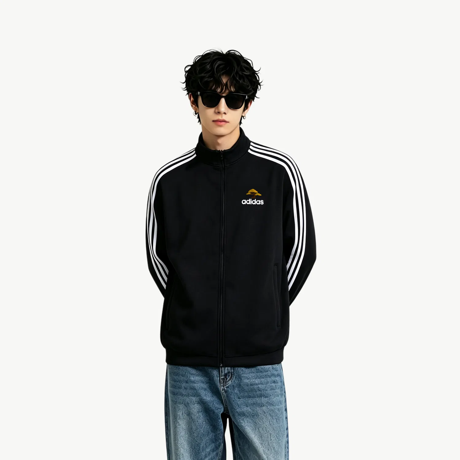Мужская куртка Adidas ESSENTIALS с воротником-стойкой, Black Money Tree Shopping Bag — фото 4