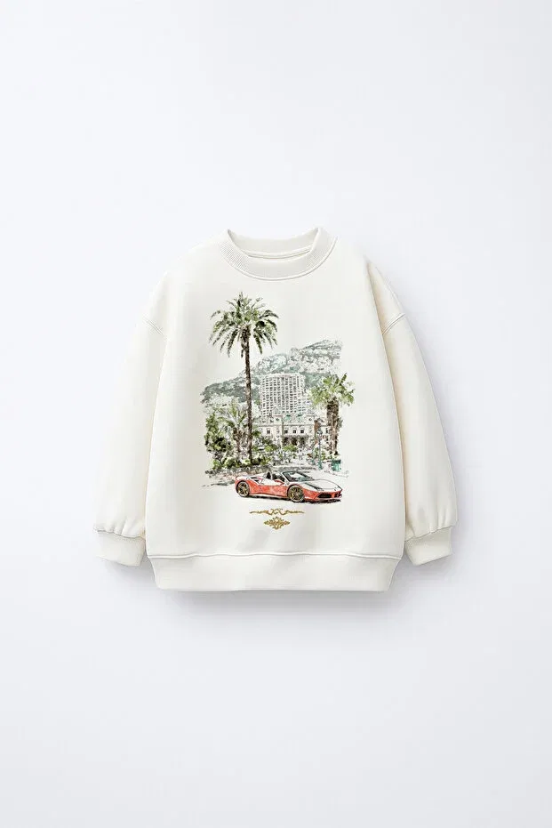 Детские свитшот для мальчиков с принтом Car Printed C.C.L. Coccolin Kids Baby Clup, White