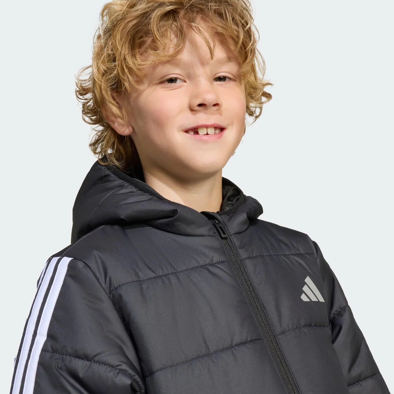 Детская куртка с принтом Essentials 3-Streifen Adidas, Schwarz Weiß — фото 4