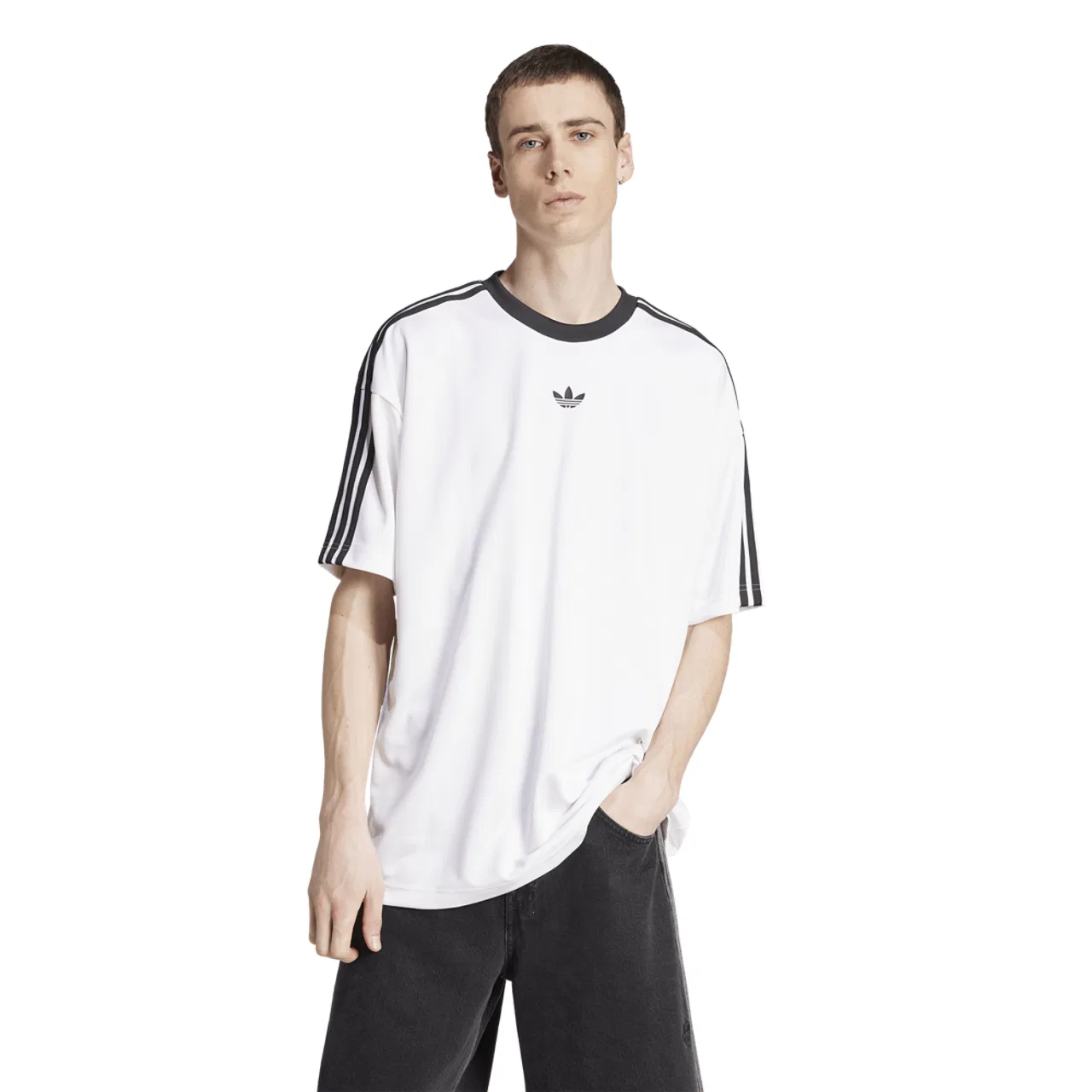 Мужская футболка свободного кроя Jacquard Jersey Adidas, черно-белый