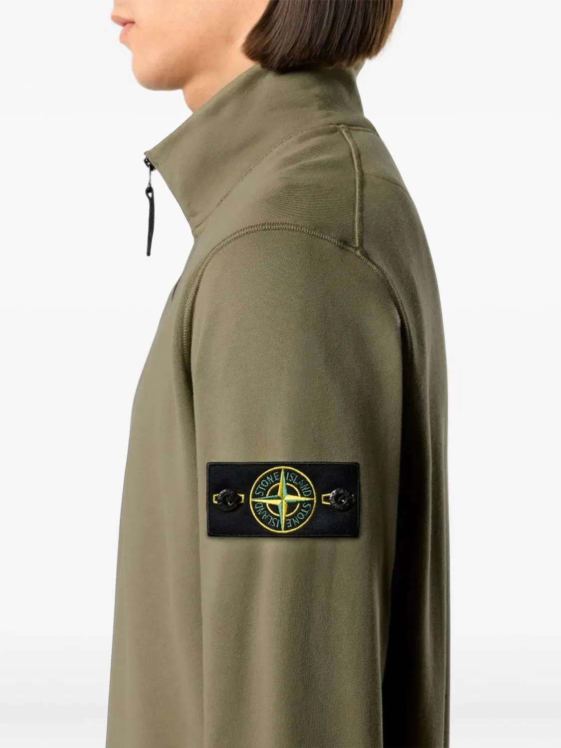 Свитшот с полумолнией из органического хлопка Stone Island, зеленый — фото 2
