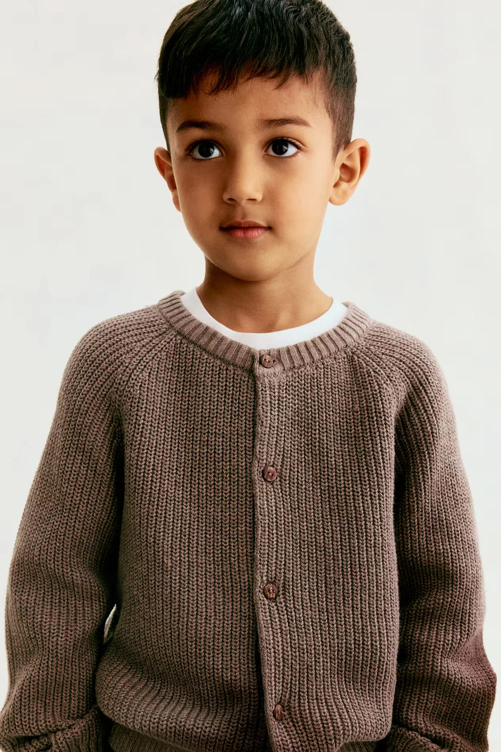 Вязаный кардиган из хлопка H&M, Taupe