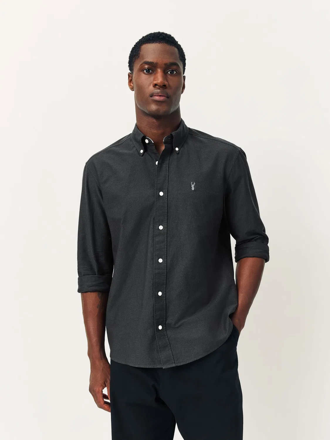 Рубашка оксфордская, Slim Fit, Charcoal Grey Next
