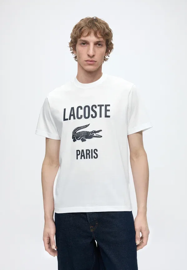 Футболка Lacoste с принтом, хлопок, белый