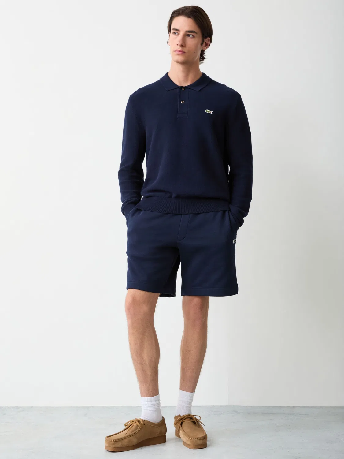 Lacoste Синие флисовые шорты стандартного кроя — фото 2