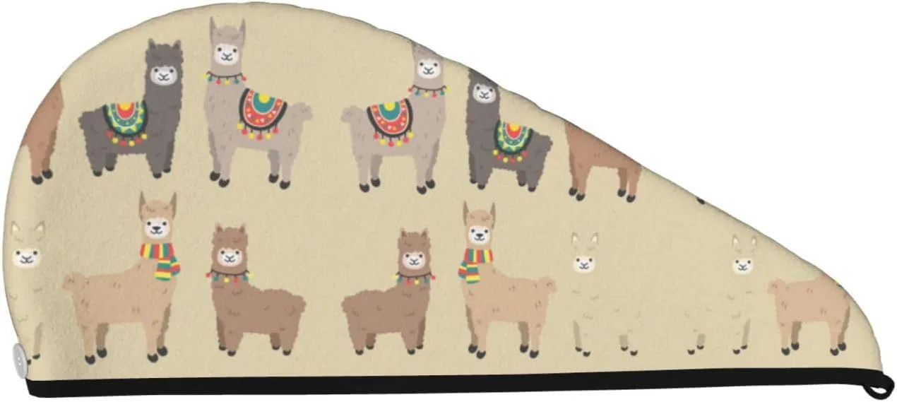Шапочка для душа BONDIJ, из микрофибры, впитывающая, Llama and Alpaca
