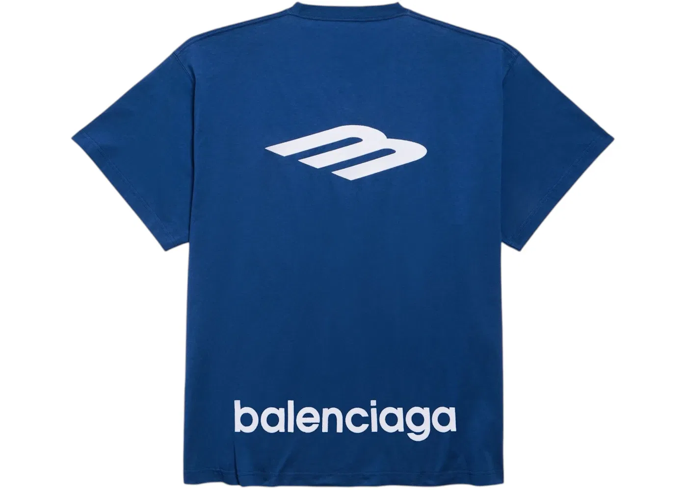 Мужская футболка оверсайз с принтом Balenciaga 3B Sports Icon, Light Marine Blue/White — фото 2