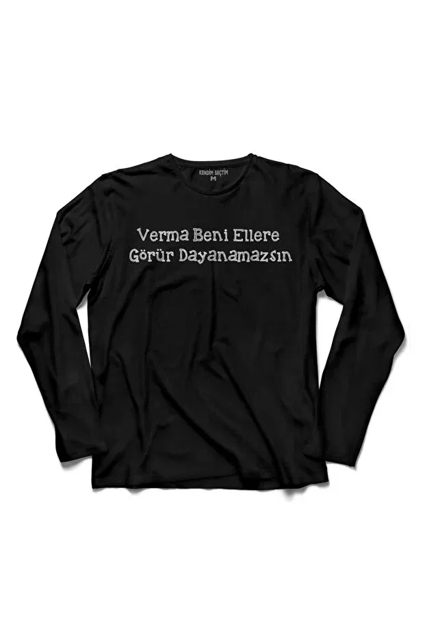 Детская футболка для девочек с длинным рукавом с принтом You Can't Resist Me With Hands Kendim Seçtim, Black