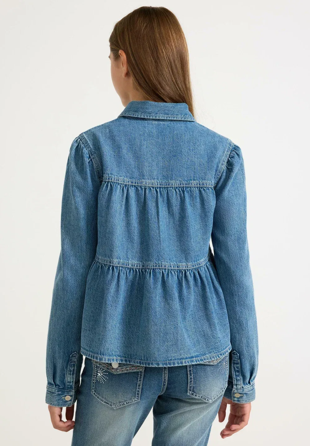 Рубашка со стразами - блузка на пуговицах Lindex, Denim — фото 3