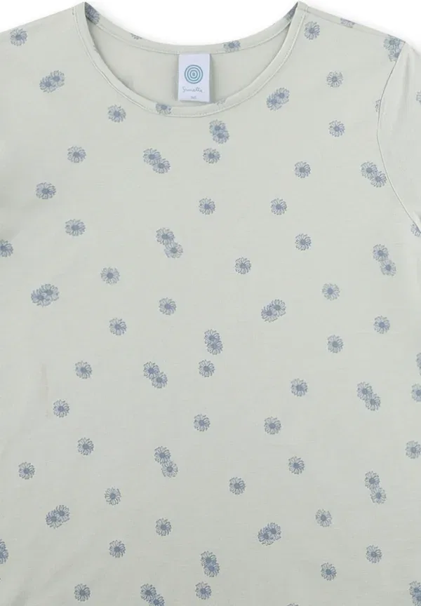 Пижама комплект из топа и шорт с цветочным принтом Set cotton modal Sanetta, синий — фото 3