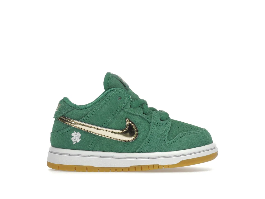 Детские кроссовки с замшевым верхом Nike SB Dunk Low Pro, Green/Metallic Gold-White-Light Gum