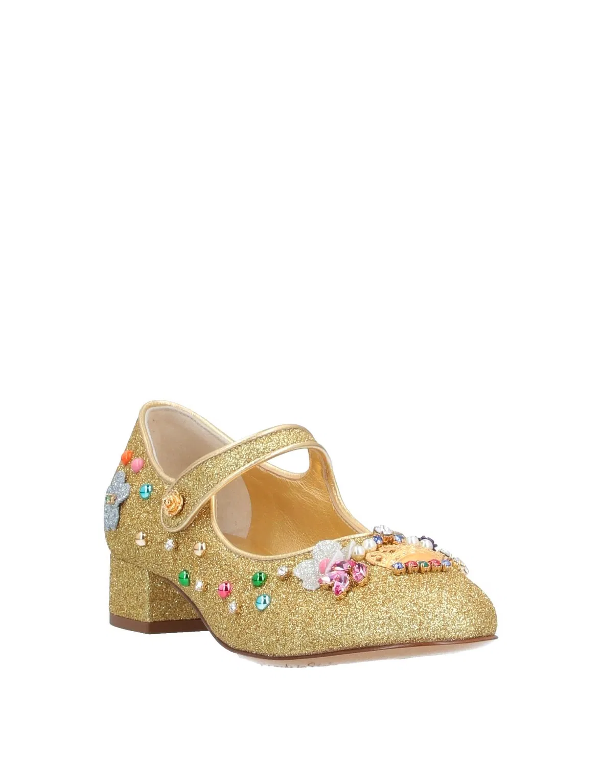 Детские балетки для девочек с блестками Mary Jane Ballet Flats Dolce&Gabbana, золотой — фото 2