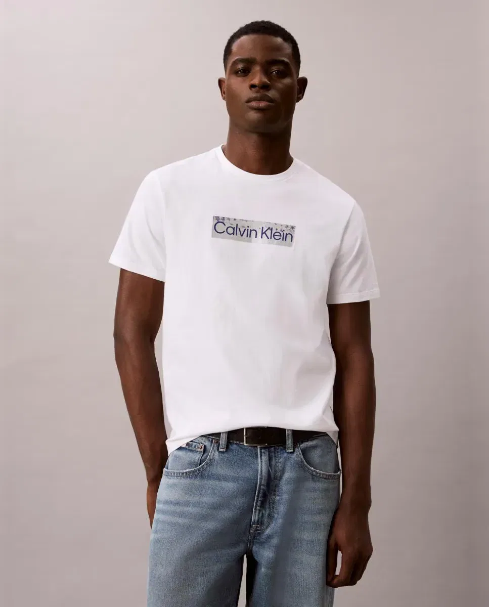 Мужская футболка хлопковая с логотипом Calvin Klein, Белый