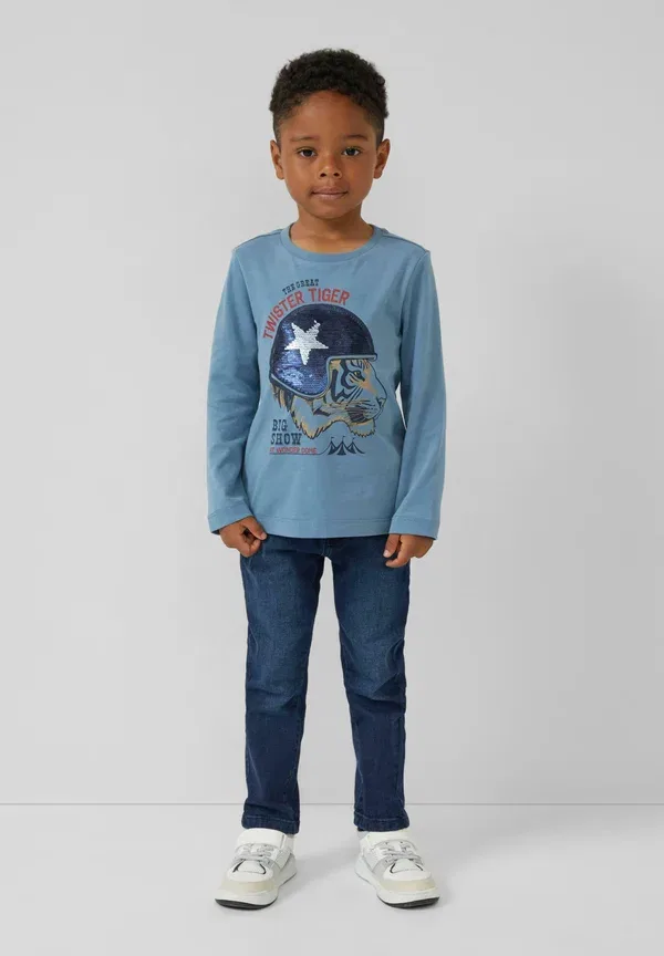 Топ с принтом Mit print und wendepailletten - long sleeved top S.Oliver, голубой