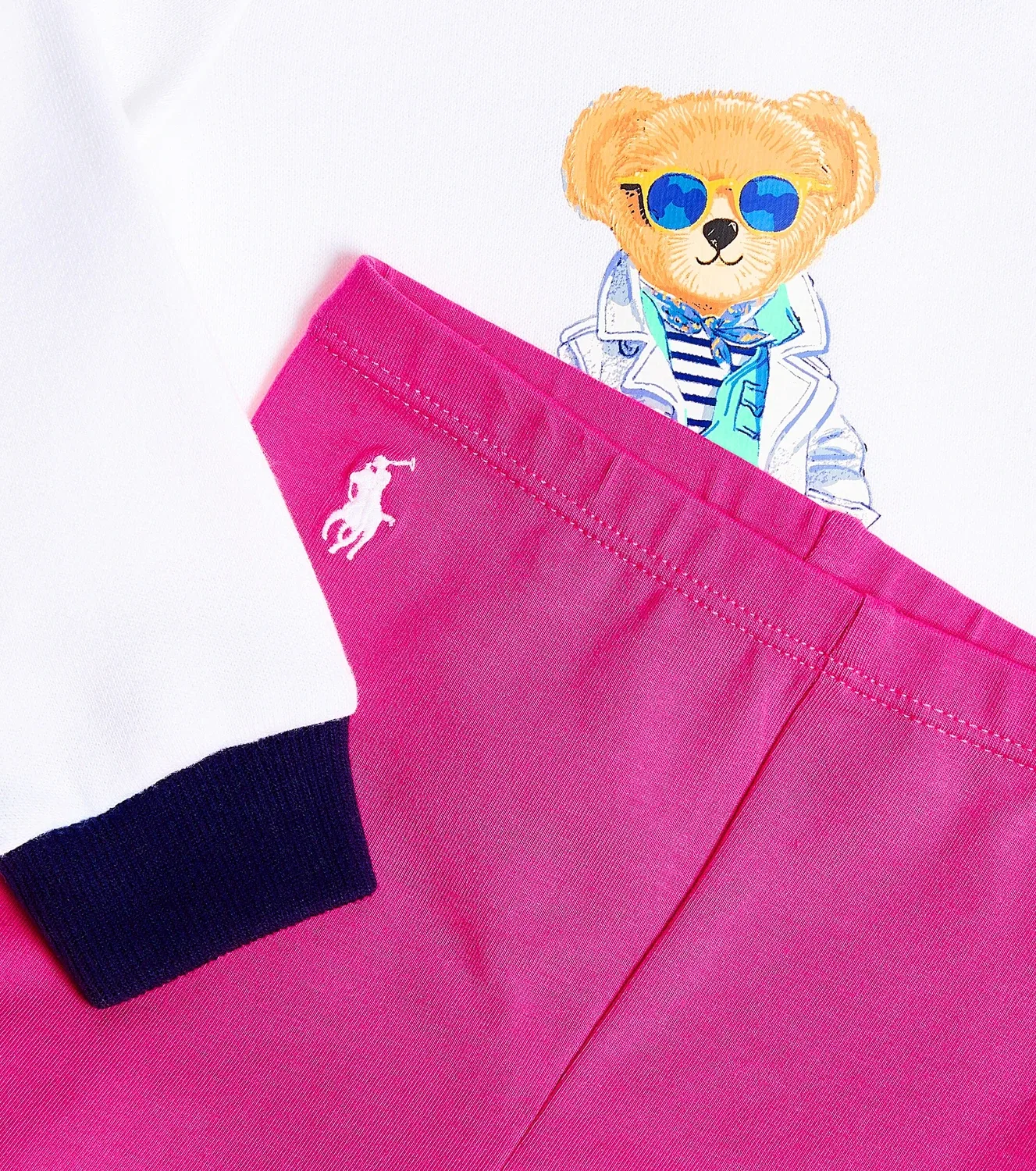 Комплект из топа и леггинсов с медведем Поло, Polo Ralph Lauren Kids, розовый — фото 3