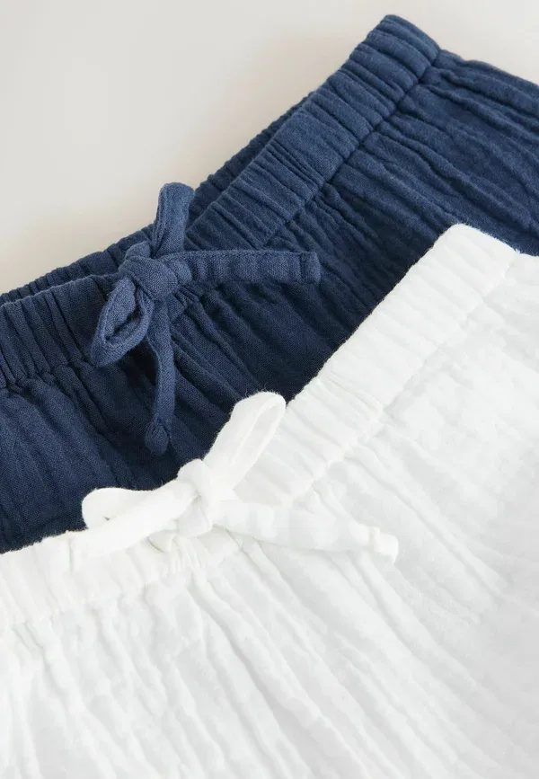 Брюки хлопковые Regular fit - wide leg trousers 2 pack Next, navy, white, белый/темно-синий — фото 4