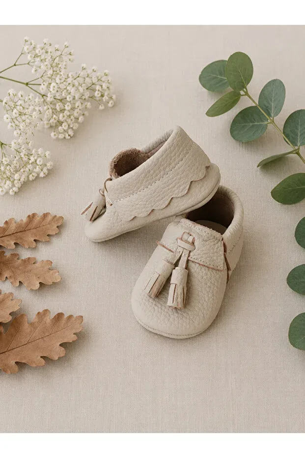 Детские мокасины из натуральной кожи Moccasins Viela Gift Atelier, Nude Color — фото 2