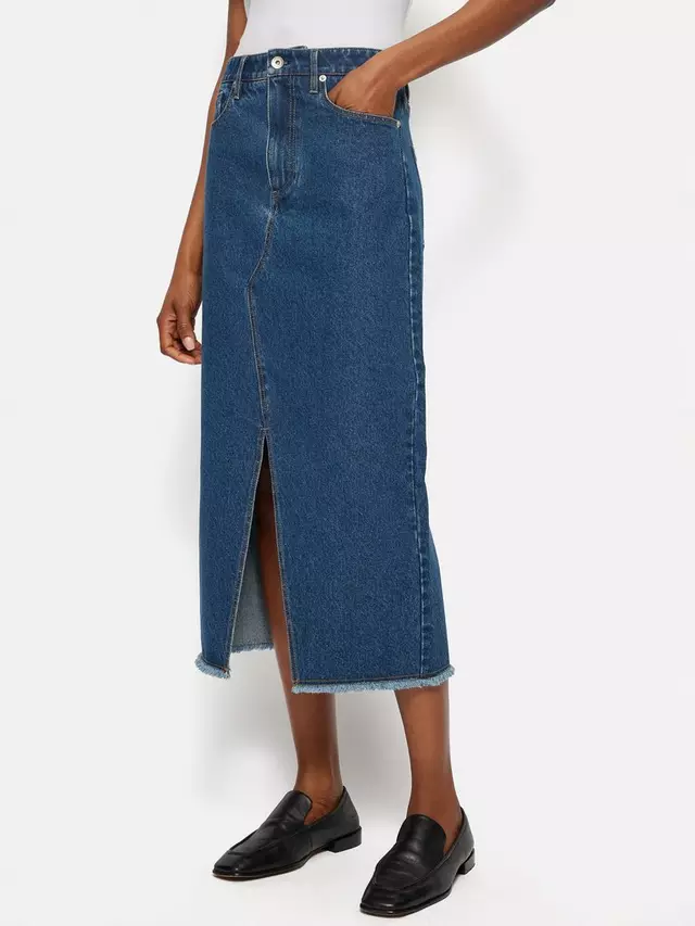 

Юбка Jigsaw Denim Frayed Edge Midi, цвет vintage/mid/blue