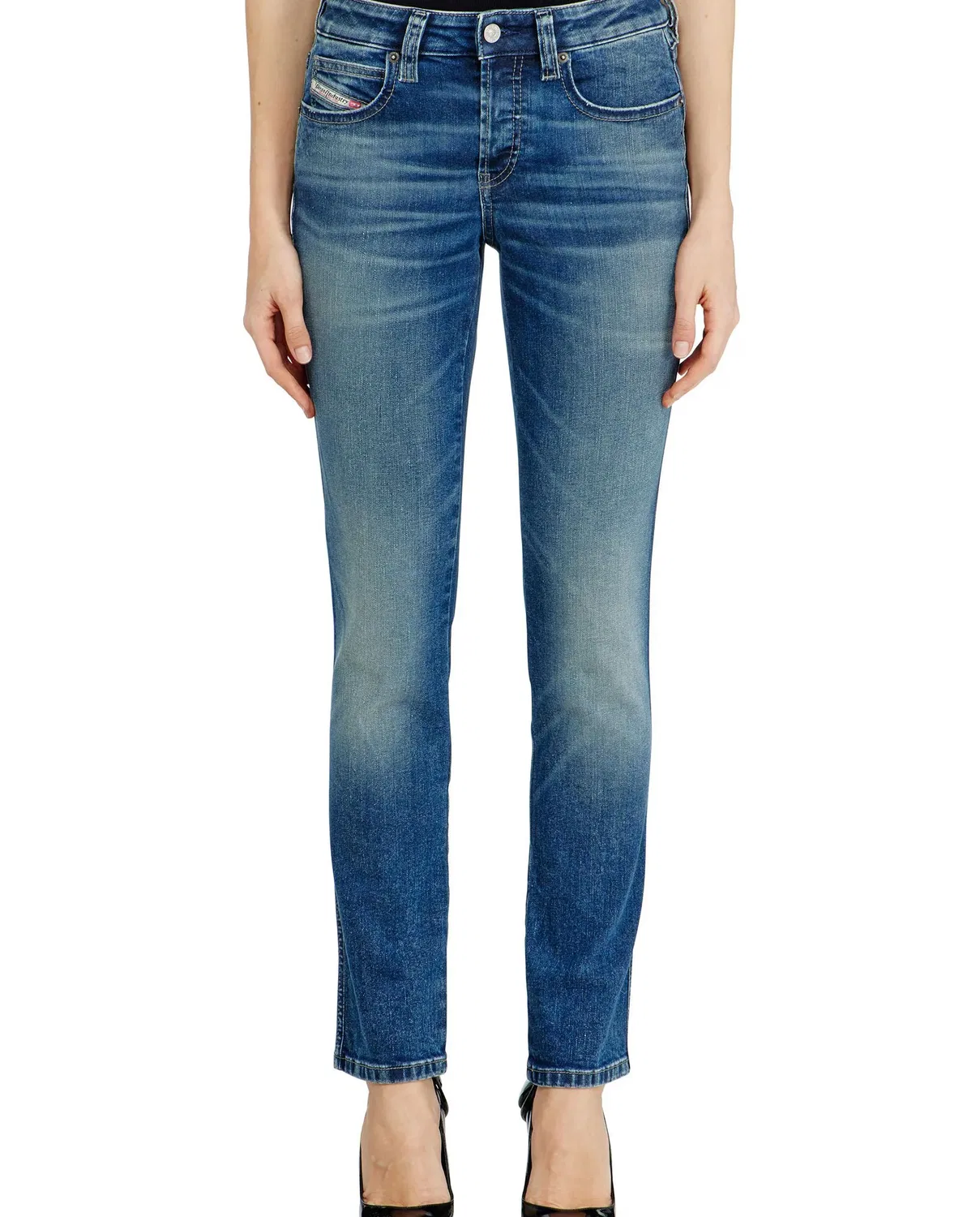 Женские джинсы прямого кроя с завышенной талией 1992 d-jiann Diesel, Azul Denim