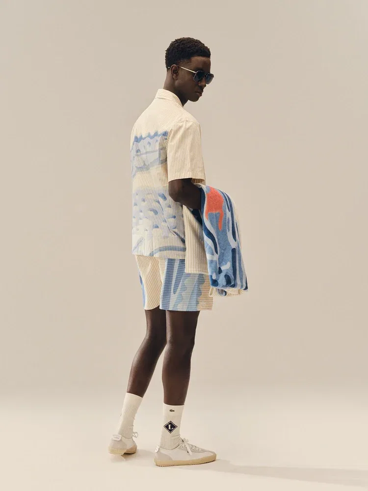 Рубашка с открытым воротником и принтом Big Croc LACOSTE, Ivory